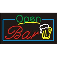 NEON SIGN For Open Bar Wine  Real GLASS Tube Beer PUB Restaurant Signboard store display Decorate Store Shop Light Signs 17*14&amp;amp;quot;