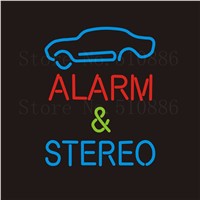 NEON Sign For Auto Alarm&amp;amp;amp;Stereo Real GLASS Tube Bar  Food Club PUB Car Signboard Display Store Shop Light Custom Signs 17*14&amp;amp;quot;