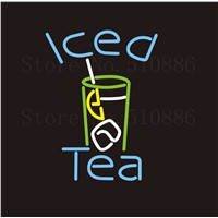 NEON Sign Iced Tea Drink Real GLASS Tube Bar  Food Club PUB Restaurant Signboard Display Store Shop Light Custom 17*14&amp;amp;quot;