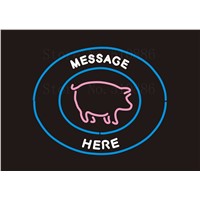 Custom Signage NEON SIGNS Message Here BBQ Pig Real GLASS Tube BAR PUB Signboard Display Decorate Store Shop Light Sign 17*14&amp;amp;quot;