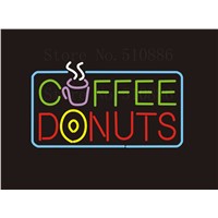 Custom Signage NEON SIGNS Coffee Donuts Real GLASS Tube BAR PUB Signboard Display Decorate Store Shop Light Sign 17*14&amp;amp;quot;