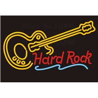Custom Signage NEON SIGNS For Hard Rock Guitar Music GLASS Tube BAR PUB Signboard Display Decorate Store Shop Light Sign 17*14&amp;amp;quot;
