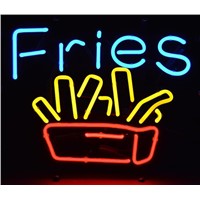 Decor neon sign french fries Diner Restaurant Food Real Burger joint Open hot dogs