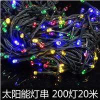 Christmas Solar LED String Lights Warm White Color for Party &amp;amp;amp; Festival Decoration Indoor &amp;amp;amp; Outdoor &amp;amp;amp; Wedding 200 LEDs 20m