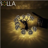 Warm white 10 Balls/Set Wholesale Moroccan String LED Fairy Lights Christmas Decoration LED Lamp Solar Powered