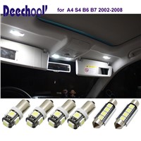 deechooll 6pcs Car LED Light for Audi A4 S4 B6 B7, Cold White Interior Lighting Bulbs for Audi A4 S4 02-08 Dome Reading Lights