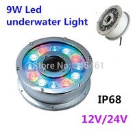 RGB High Power 9W LED underwater light Fountain or waterscape Lamps garden/pond Pool Lights Stainless Steel RGB Underwater Lamp