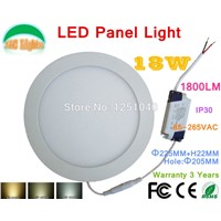 18W 1800LM Round LED Panel Light,85-265VAC,Commercial,Indoor Lighting,LED Lamps,Warranty 3 Years,LED Downlight,10PCs a lot