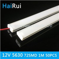 50pcs/package 1M Rigid Strip 5630 LED Bar Light Kitchen led light bar 72LEDs/M LEDDC 12V LED Hard LED Strip with U falt cover