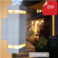 10pcs/lot outdoor wall lamp sconces porch light 8w modern led wall lamp light exterior waterproof up and down side AC85-265V