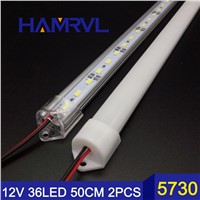 2pcs*50cm Factory Wholesale DC 12V SMD 5730 LED Hard Rigid LED Strip Bar Light Aluminium shell +pc cover LED Bar Light