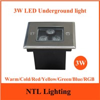 New 3W Square LED Underground Lamp AC85-265V outdoor Waterproof IP65 Spot Floor Garden Yard LED inground light CE&amp;amp;amp;RoHS freeship