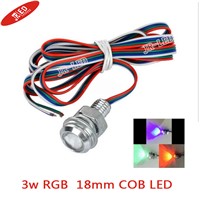 Freeshipping  2pcs  High brightness  Wired 3W E-01 18mm/23mm COB LED Eagle Eyes Car Bulb RGB Light 70lm - Silver + Red