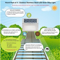Pack of 4 - Outdoor Stainless Steel LED Solar Step Acciaio Inox Impermeabile Giardino Pathway Scale Luce , Deck, Patio, Etc