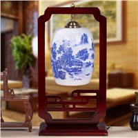 Chinese style ceramic bedroom lamp ofhead led decoration table lighting classical