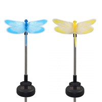 2pcs/set Solar Fiber LED Color-Changing Dragonfly Garden Stake Light Lawn Decoration