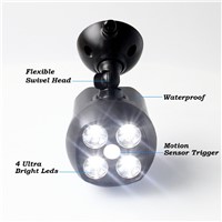 Motion Sensor Spotlight: Eakar 4 LEDs Spotlight with Wireless PIR Motion Sensor Waterproof Battery Powered Security Light