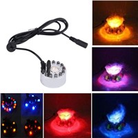 12 LED Colorful Light Ultrasonic Mist Maker Fogger Purify Water Fountain Pond Indoor Outdoor 1A/24V ABS