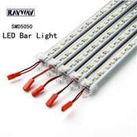 RAYWAY led strip bar 5pcs*50cm led rigid strip DC 12V SMD 5050 LED Hard Rigid LED Strip Bar Light  for canbinet 12V 5A Adapter