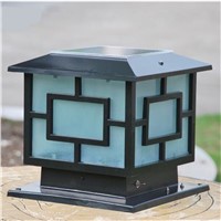 Cottage High Quality Durable Waterproof Aluminum Glass Outdoor Light-control Solar Lamp for Gate Posts Garden Light 1424