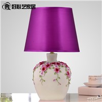 Hoshine 2016 New Arrival Novely Purple Pansy Flower Vase Table Lamp for Bedroom Home Decoration Lamparas de Mesa Bedside CCC CE