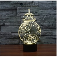 Star Wars BB-8 droid LED 3D lamp ,Visual Illusion RGB 7color changing 5V USB input toy light for desk decoration