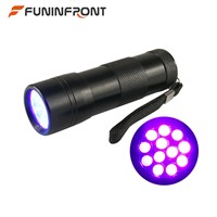 12 LEDs Purple Light LED Torch, 395NM UV Black Light MINI LED Flashlight for Dog Urine Stains, Jade, Amber, Currency Detector