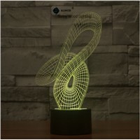 Color Strip touch switch LED 3D lamp ,Visual Illusion  7color changing 5V USB for laptop,  desk decoration toy lamp