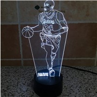 Kobe Bryant  touch switch LED 3D lamp ,Visual Illusion  7color changing 5V USB for laptop,  desk decoration toy lamp