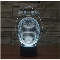 Totoro  touch switch LED 3D lamp ,Visual Illusion  7color changing 5V USB for laptop,  desk decoration toy lamp