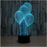Balloon  touch switch LED 3D lamp ,Visual Illusion  7color changing 5V USB for laptop,  Halloween ,Christmas  cartoon toy lamp