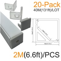 40M/lot 20x2M(6.6ft)Silver Corner Aluminum LED Channel kit for LED Strip Installation Aluminum LED Housing Profile