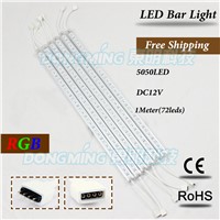5pcs 1m 12V 72leds 100cm led luces strip light 5050 rgb led bar light indoor U aluminum profile PC milky/clear cover