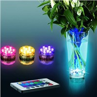 Multi Color Submersible 10 LED RGB Light Party Vase Underwater Waterproof Remote Control Lamp