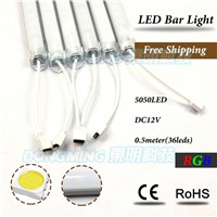 30set 7W 50CM 5050 rgb luces strip U Groove 72LEDs/M DC12V led rgb bar light + PC cover + 12V 5A Power Supply + 44key controller