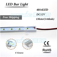 Aluminium U/V profile 1m LED hard luces strip 144leds 12v LED bar light  smd 4014  kitchen jewelry showcase cold/white