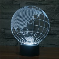 3D Globe LED Home Decorative Bedside Desk Lamp  USB World Map Europe-Asia-America VR Projection Christmas Nightlight--27A+B+C