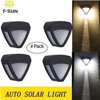 T-SUNRISE 4 Pack LED Outdoor Light Wireless Solar Powered Wall Light IP44 Waterproof Warm White for Garden Wall Step Patio Yard