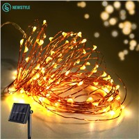 10M 8 Modes Solar Powered LED String Lights Copper Wire Outdoor Fairy Solar Lights Christmas Garden Home Decoration Solar Lamps