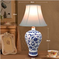European Style 110V-220V Light Source Fabric Lampshade Ceramic Lampbody Bedroom Porcelain Table Lamp Living Room Wedding lights