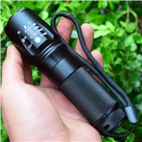 2016 Hot 3000LM Zoomable  XML T6 LED 18650 Waterproof Flashlight 5 Modes Focus Torch Black Aluminum Alloy Zoom Lamp Light