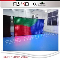 P120mm disco bar stage effect 2x4m led cloth portable flexible video screen display video curtain