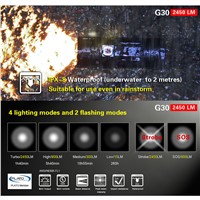 KLARUS G30 LED Flashlight Torch CREE MT-G2 LED 2450 Lumens Dual Switch 6-mode Lock Function 18650 Battery Capacity Indicator