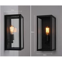 Wall Sconce Clear Class cover Outdoor Wall Light Metal Frame Glass Wall lamp