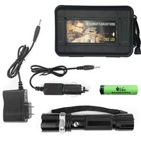Super Outdoor Travel Camp Waterproof Tactical Police 3W Rechargeable Flashlight+Lithium Battery+Car Charger+Case flashlight kit
