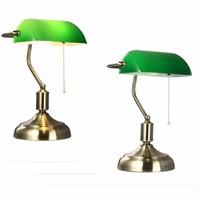Green Retro table lamps with pull chain switch Glass lampshade alloy Bracket bedside lamp/study/office/cafe vintage desk lights