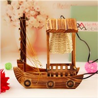 NEW Creative Cottage Wood Handcrafts Boat Design Table Lamp for Coffee Bar Restaurant Bedroom Decor Night Light 1752