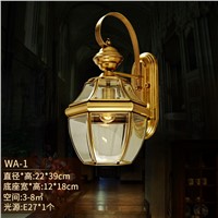 waterproof outdoor wall lamp European full copper lamp