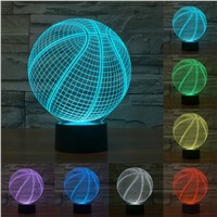 7 color change 3D Ilusion Basketball Shape LED Sculpture LED Night Lights Desk Lamp Visualization Home Decoration lamp IY803381