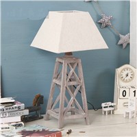 Vintage Country Handmade Wood Fabric Led E27 Table Lamp For Bedroom Living Room Study Deco H 60cm 2314